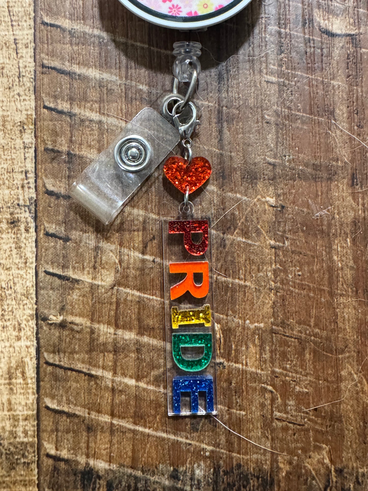 Colorful Pride Month Badge Reel Charm - LGBTQ+ Identity Gift for Coworkers - Rainbow Progress Flag Accessory - Vibrant Celebration Charm for ID Holders