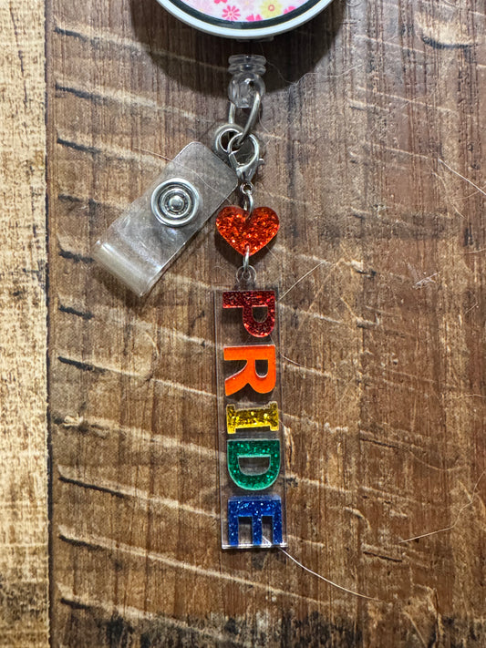 Colorful Pride Month Badge Reel Charm - LGBTQ+ Identity Gift for Coworkers - Rainbow Progress Flag Accessory - Vibrant Celebration Charm for ID Holders