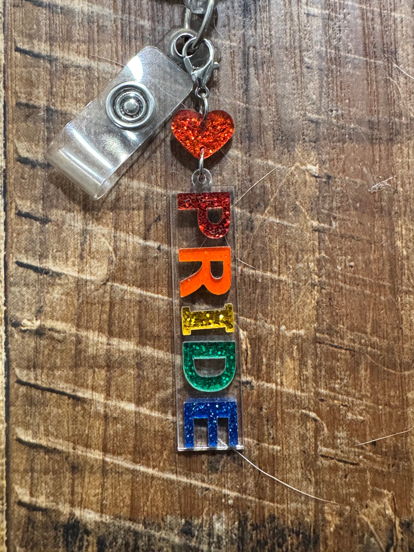 Colorful Pride Month Badge Reel Charm - LGBTQ+ Identity Gift for Coworkers - Rainbow Progress Flag Accessory - Vibrant Celebration Charm for ID Holders