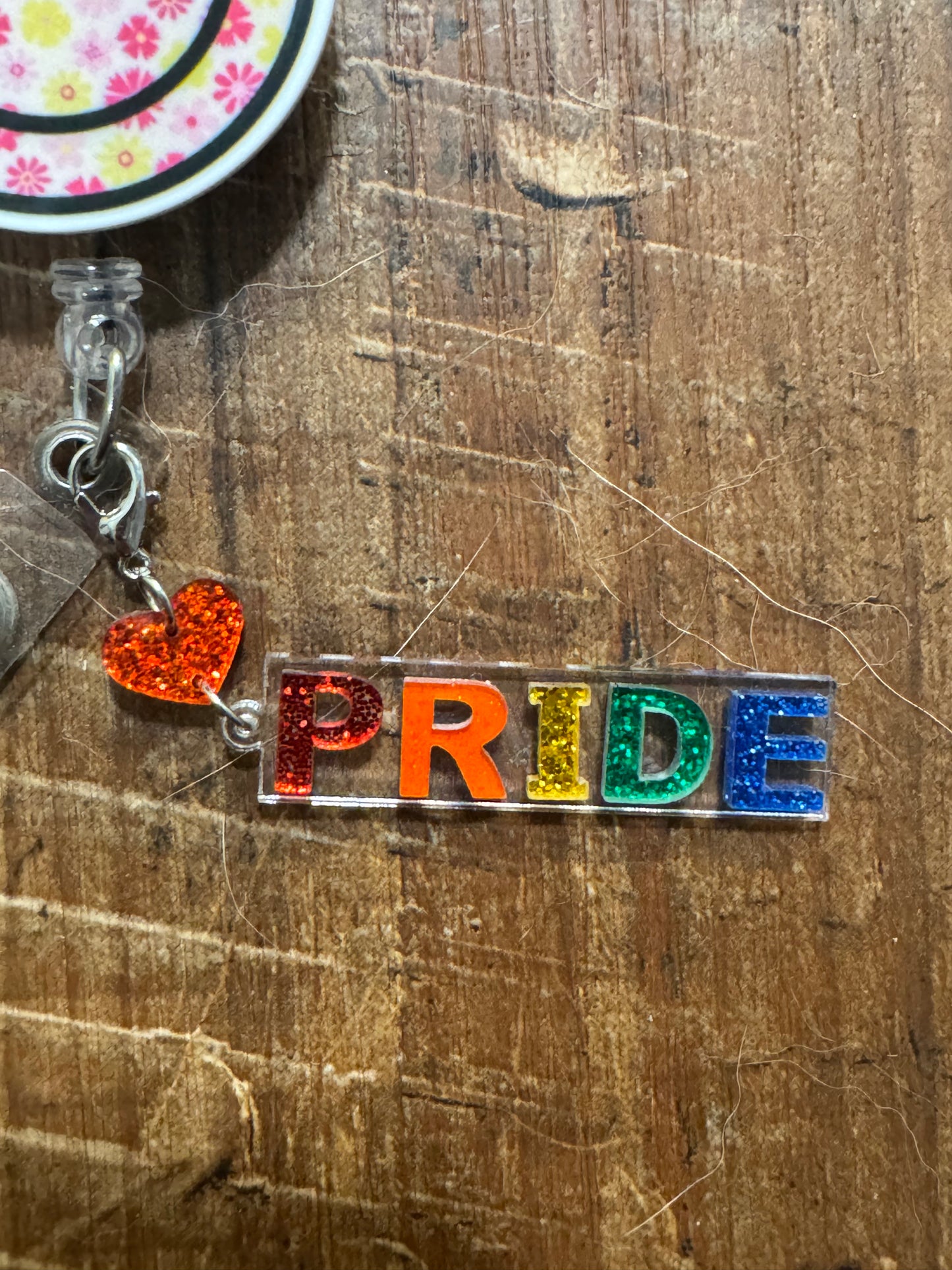 Colorful Pride Month Badge Reel Charm - LGBTQ+ Identity Gift for Coworkers - Rainbow Progress Flag Accessory - Vibrant Celebration Charm for ID Holders
