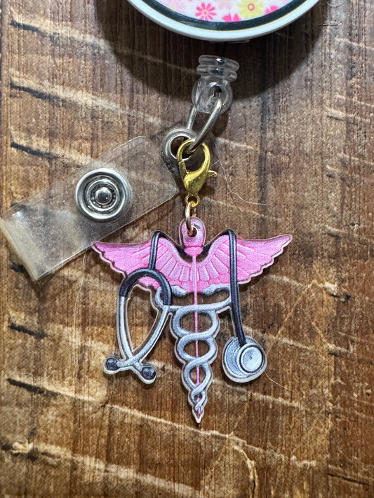 "The Heart of Medicine" Caduceus & Stethoscope Badge Charm - Nursing & Medical School Graduation Gift - Professional ID Flair for Doctors & RNs - White Coat Accessory