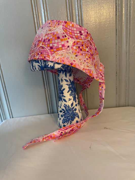 Disco Ball Scrub Cap – Fun Tie-Back Surgical Hat – Adjustable Tie - Back Surgical Hat - Scrub Cap