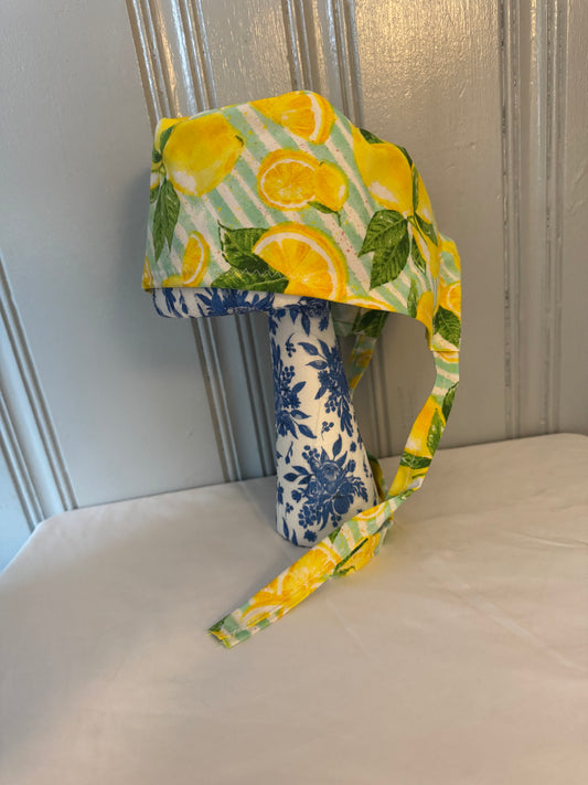 Lemon Scrub Cap – Fun Tie-Back Surgical Hat – Adjustable Tie - Back Surgical Hat - Scrub Cap