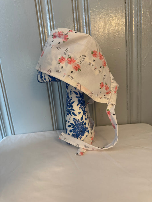 Easter Bunny Scrub Cap – Fun Tie-Back Surgical Hat – Adjustable Tie - Back Surgical Hat - Scrub Cap
