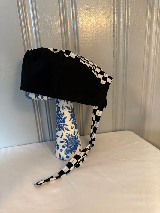 Checkered Scrub Cap – Fun Tie-Back Surgical Hat – Adjustable Tie - Back Surgical Hat - Scrub Cap