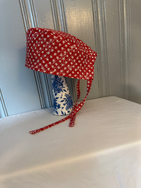 American Stars Themed Printed Scrub Cap – Fun Tie-Back Surgical Hat – Adjustable Tie - Back Surgical Hat - Scrub Cap
