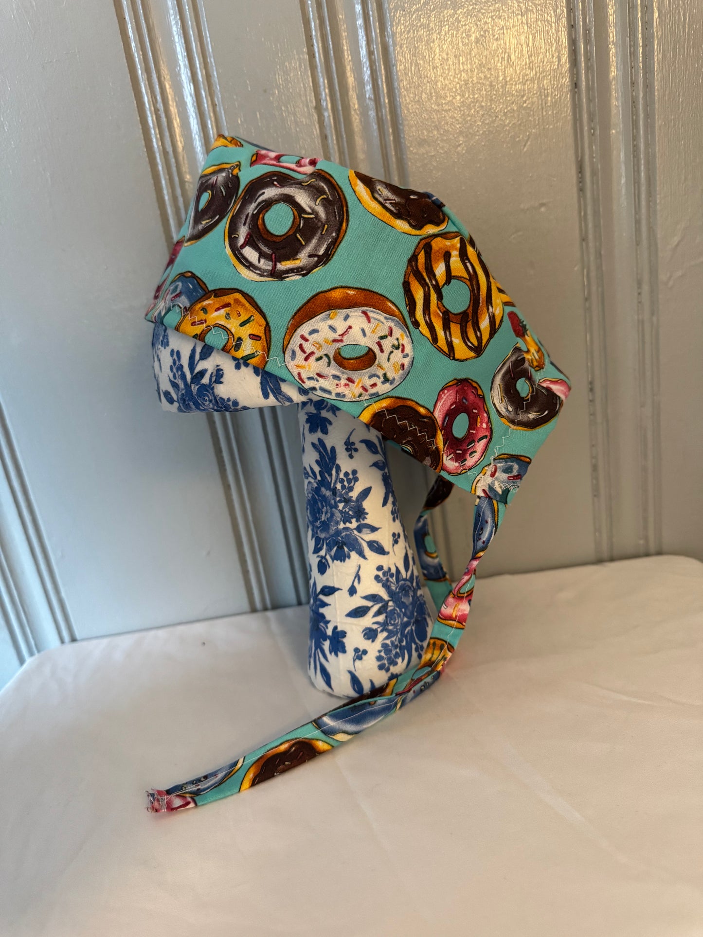 Doughnut Themed Printed Scrub Cap – Fun Tie-Back Surgical Hat – Adjustable Tie - Back Surgical Hat - Scrub Cap