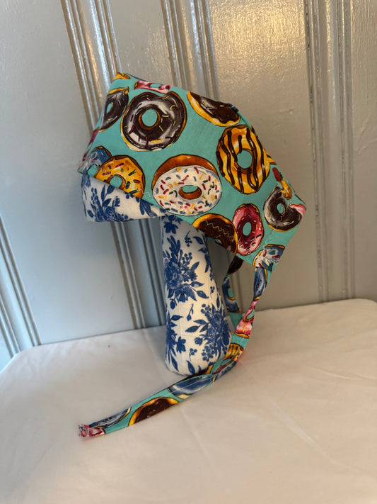 Doughnut Themed Printed Scrub Cap – Fun Tie-Back Surgical Hat – Adjustable Tie - Back Surgical Hat - Scrub Cap