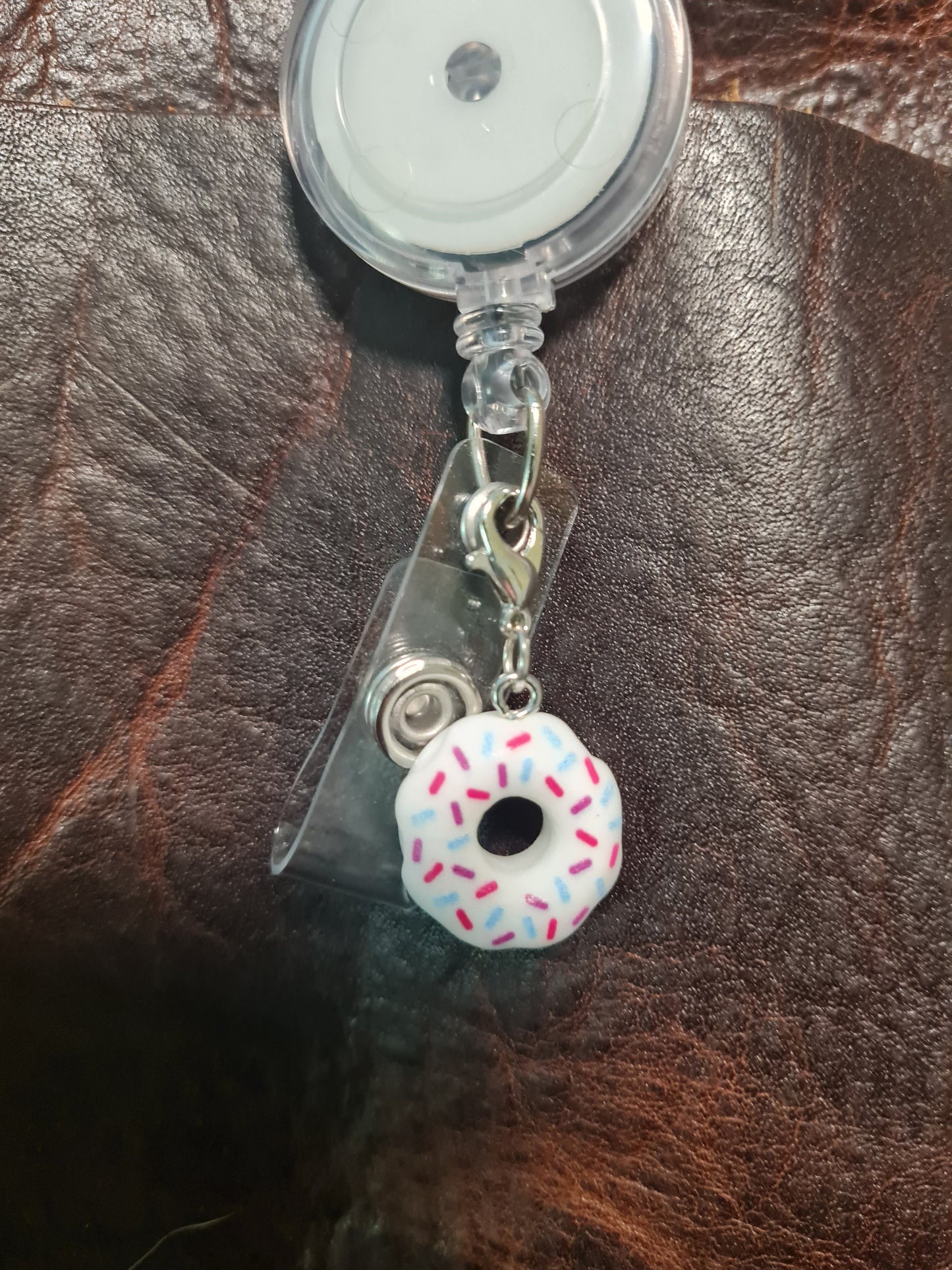 Doughnut ~ ID Badge Reel Charm ~ 5 Colors ~ Badge Buddy ~ Badge Accessories