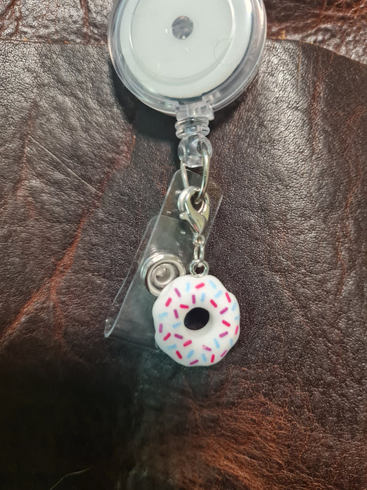 Doughnut ~ ID Badge Reel Charm ~ 5 Colors ~ Badge Buddy ~ Badge Accessories