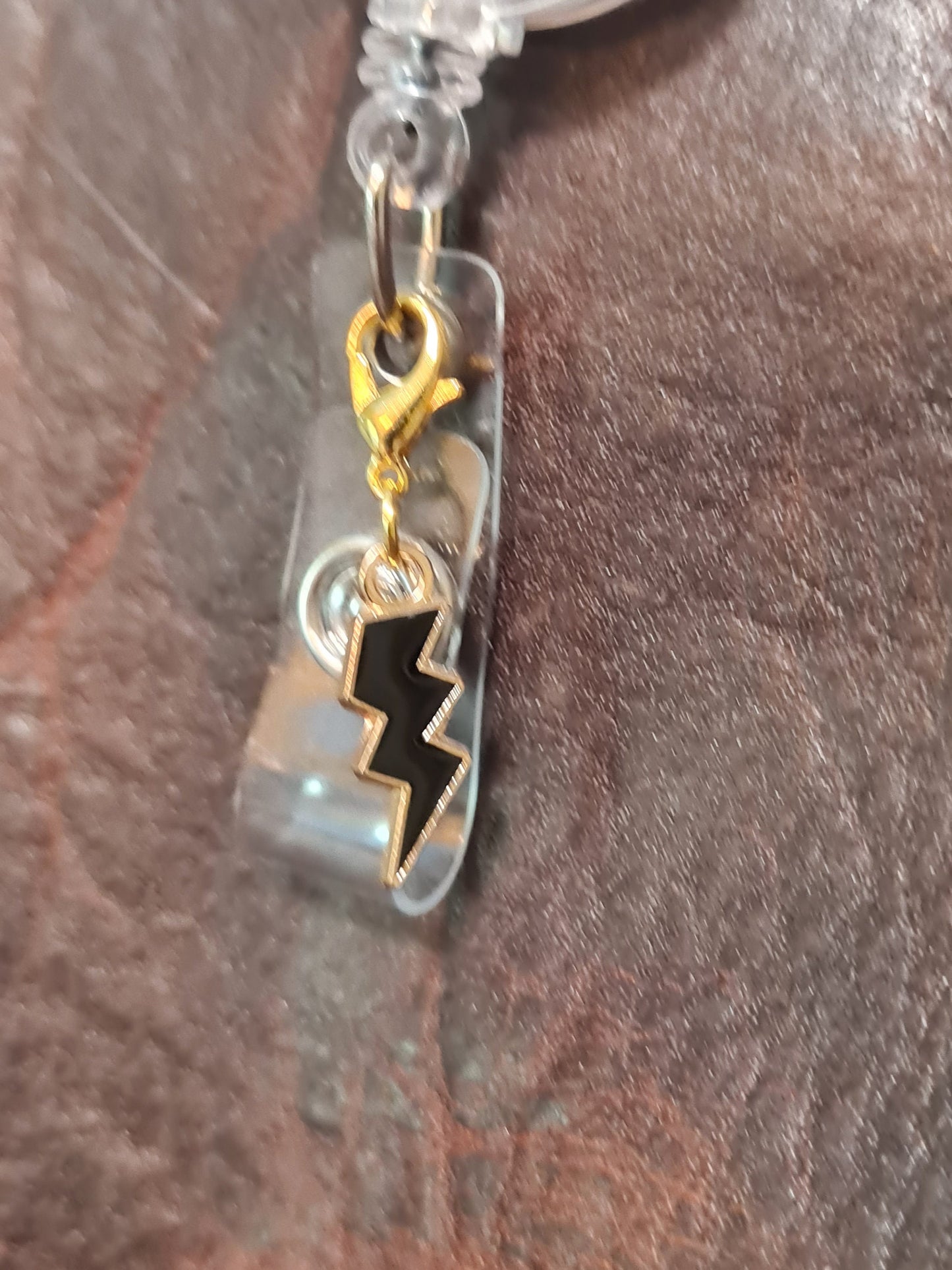 Lightning Bolt ~ ID Badge Reel Charm ~ Custom Made ~ 10 Colors ~ Badge Buddy ~ Badge Accessories