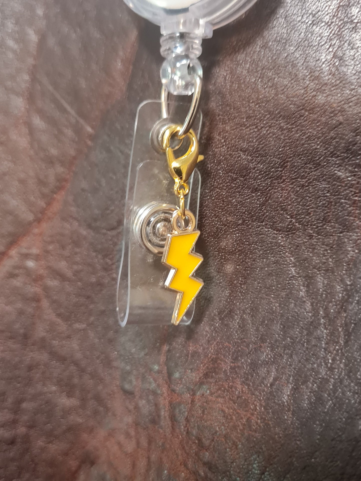 Lightning Bolt ~ ID Badge Reel Charm ~ Custom Made ~ 10 Colors ~ Badge Buddy ~ Badge Accessories