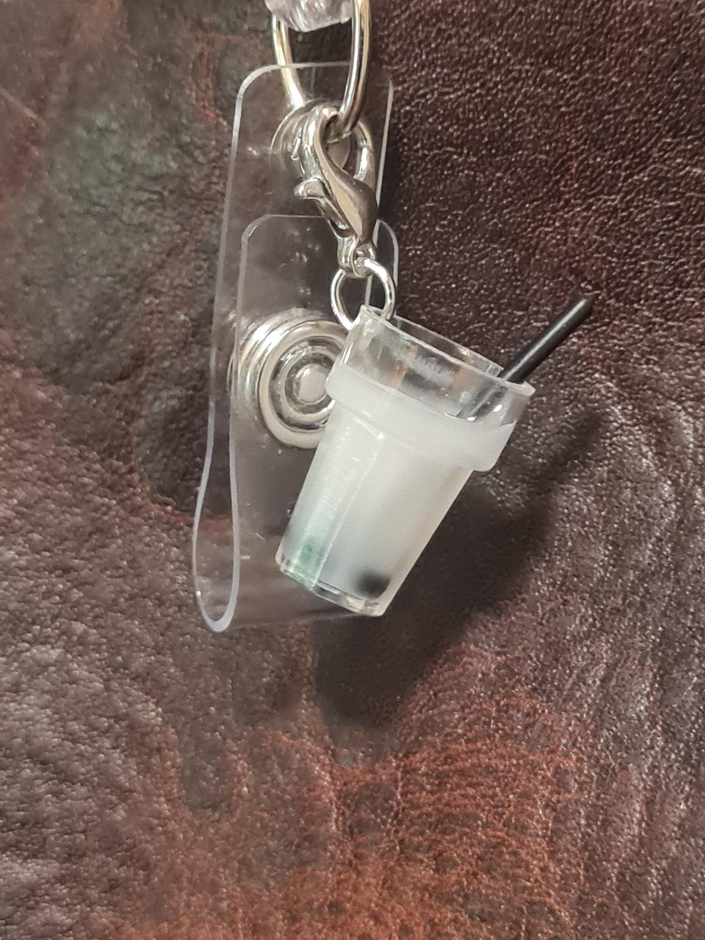 Boba Tea ~ ID Badge Reel Charm ~ Bubble Tea ~ Bubble Milk Tea ~ Custom Made Charms ~ Badge Buddy ~ Badge Accessories