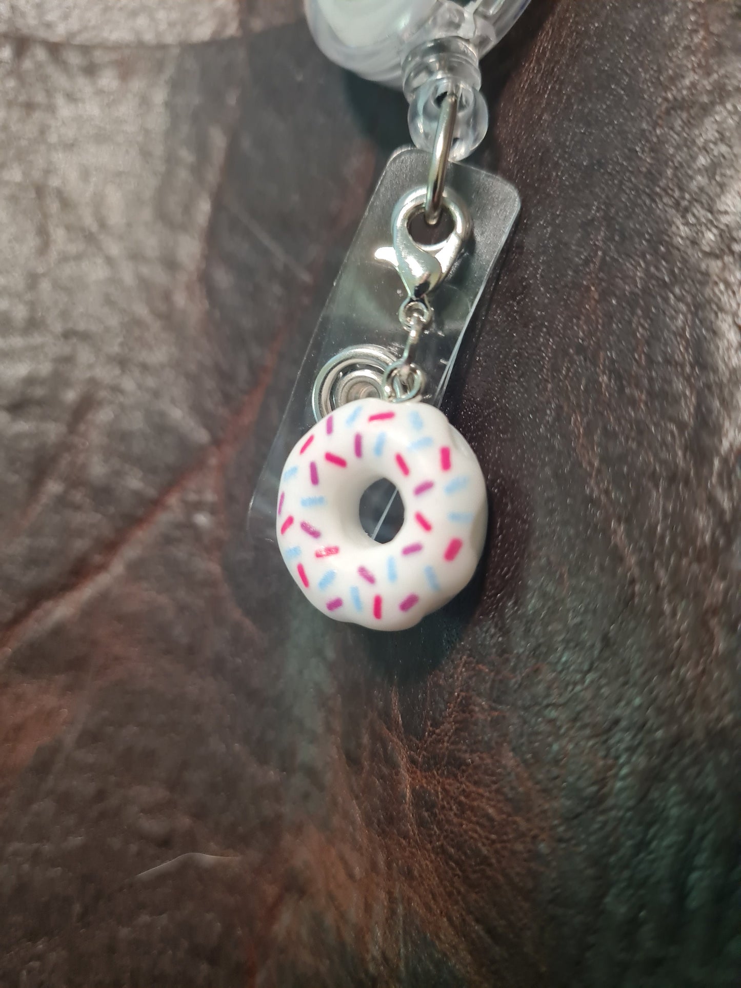 Doughnut ~ ID Badge Reel Charm ~ 5 Colors ~ Badge Buddy ~ Badge Accessories