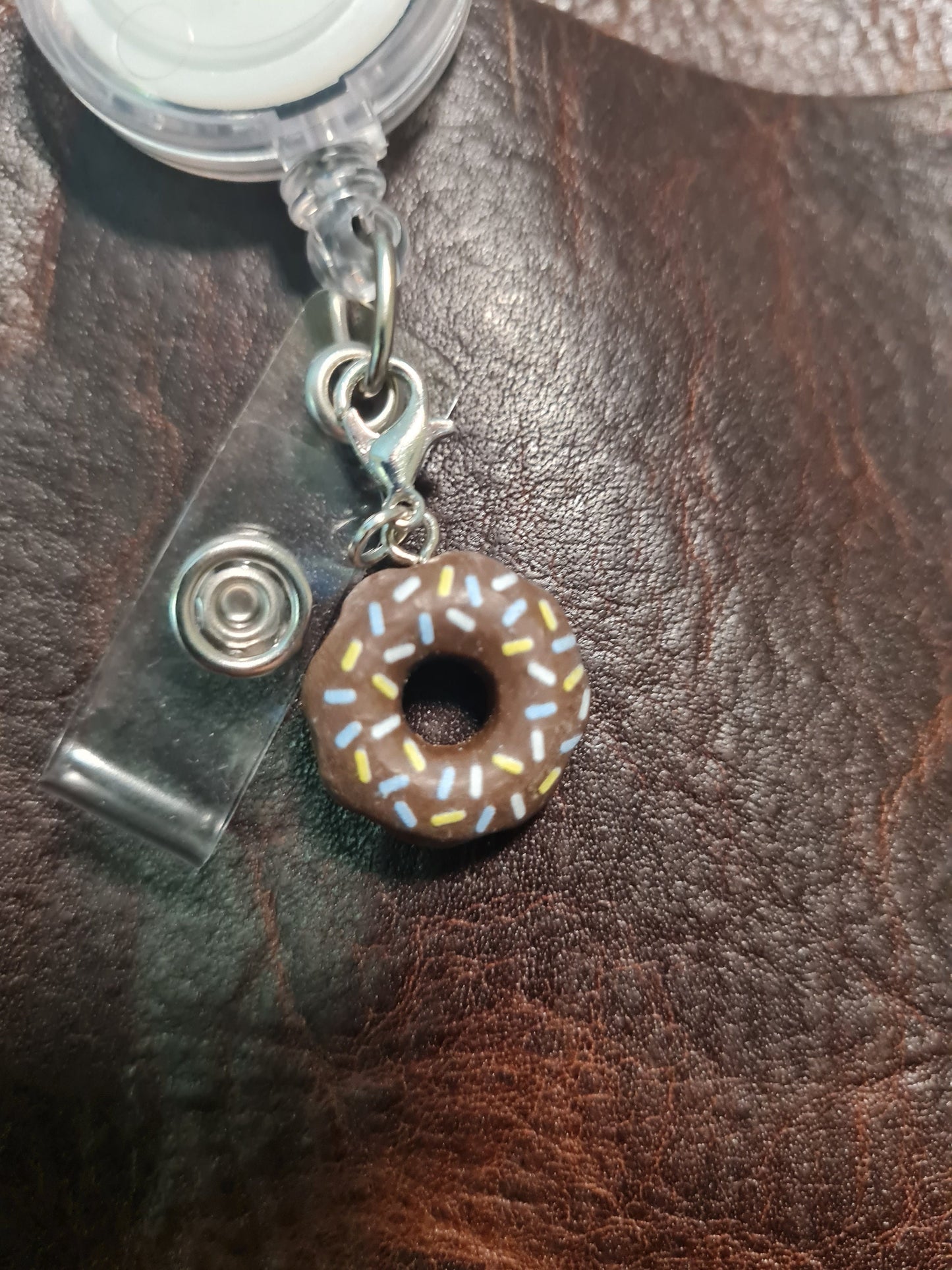 Doughnut ~ ID Badge Reel Charm ~ 5 Colors ~ Badge Buddy ~ Badge Accessories
