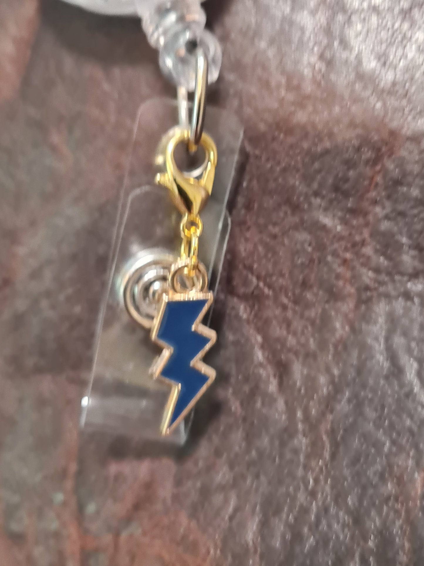 Lightning Bolt ~ ID Badge Reel Charm ~ Custom Made ~ 10 Colors ~ Badge Buddy ~ Badge Accessories