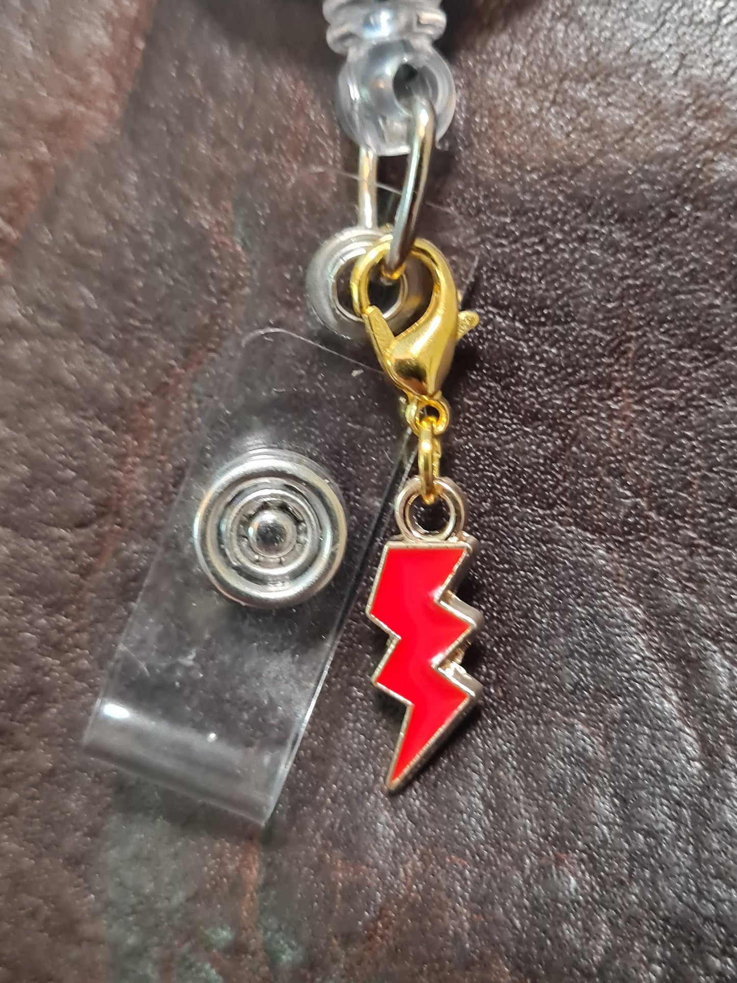 Lightning Bolt ~ ID Badge Reel Charm ~ Custom Made ~ 10 Colors ~ Badge Buddy ~ Badge Accessories
