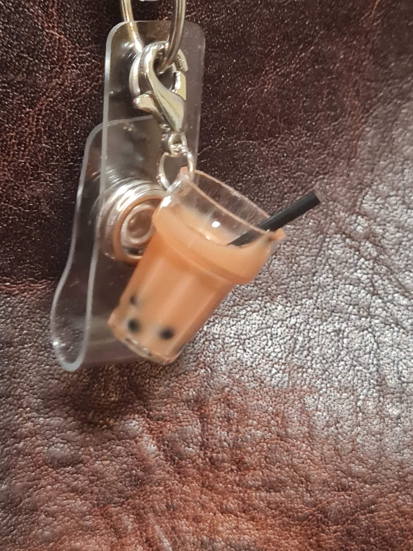 Boba Tea ~ ID Badge Reel Charm ~ Bubble Tea ~ Bubble Milk Tea ~ Custom Made Charms ~ Badge Buddy ~ Badge Accessories