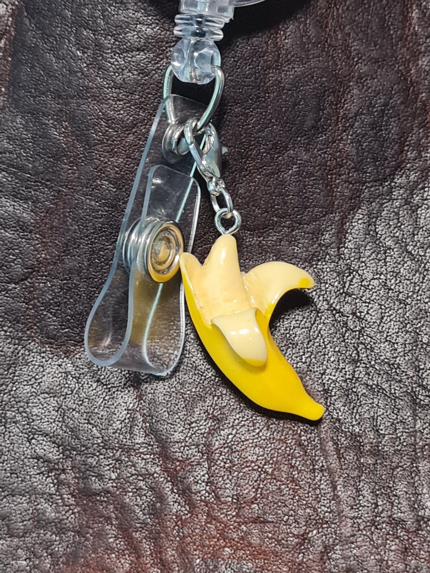 Peeled Banana ~ ID Badge Reel Charm ~ Banana ~ Custom Made Charms ~ Badge Buddy ~ Badge Accessories