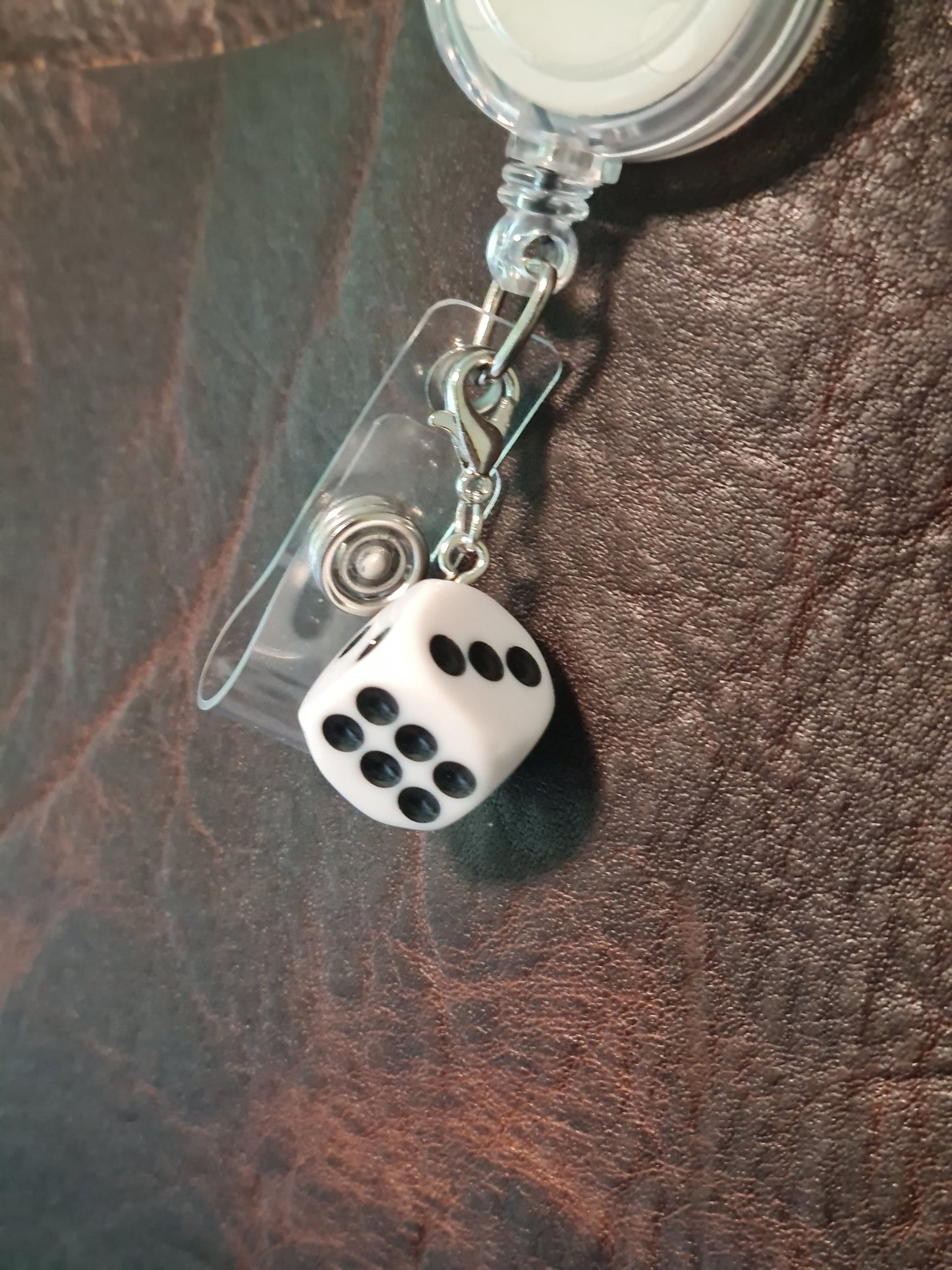 Dice ~ ID Badge Reel Charm ~ Lucky Dice ~ Custom Made Charms ~ Badge Buddy ~ Badge Accessories