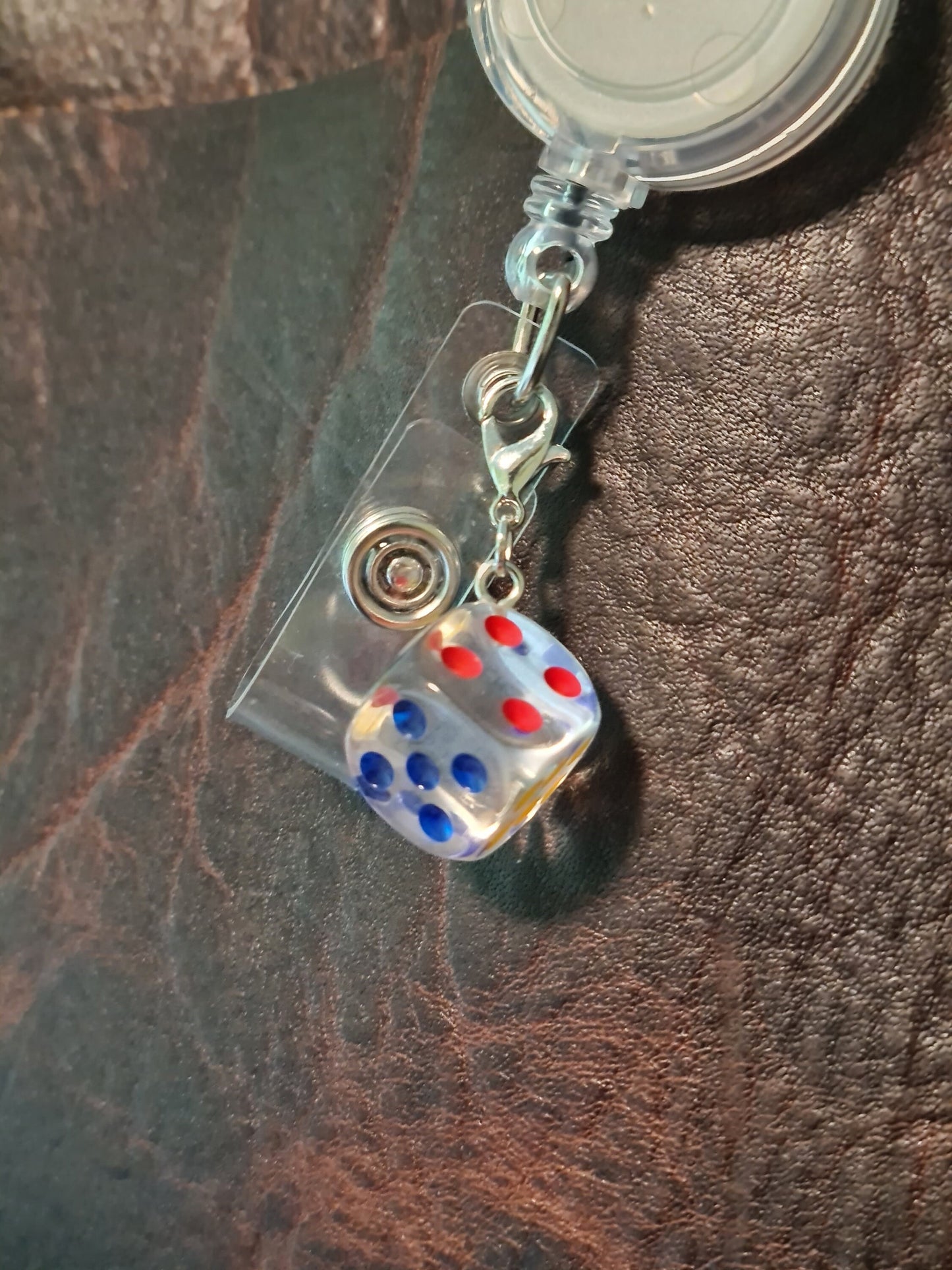 Dice ~ ID Badge Reel Charm ~ Lucky Dice ~ Custom Made Charms ~ Badge Buddy ~ Badge Accessories