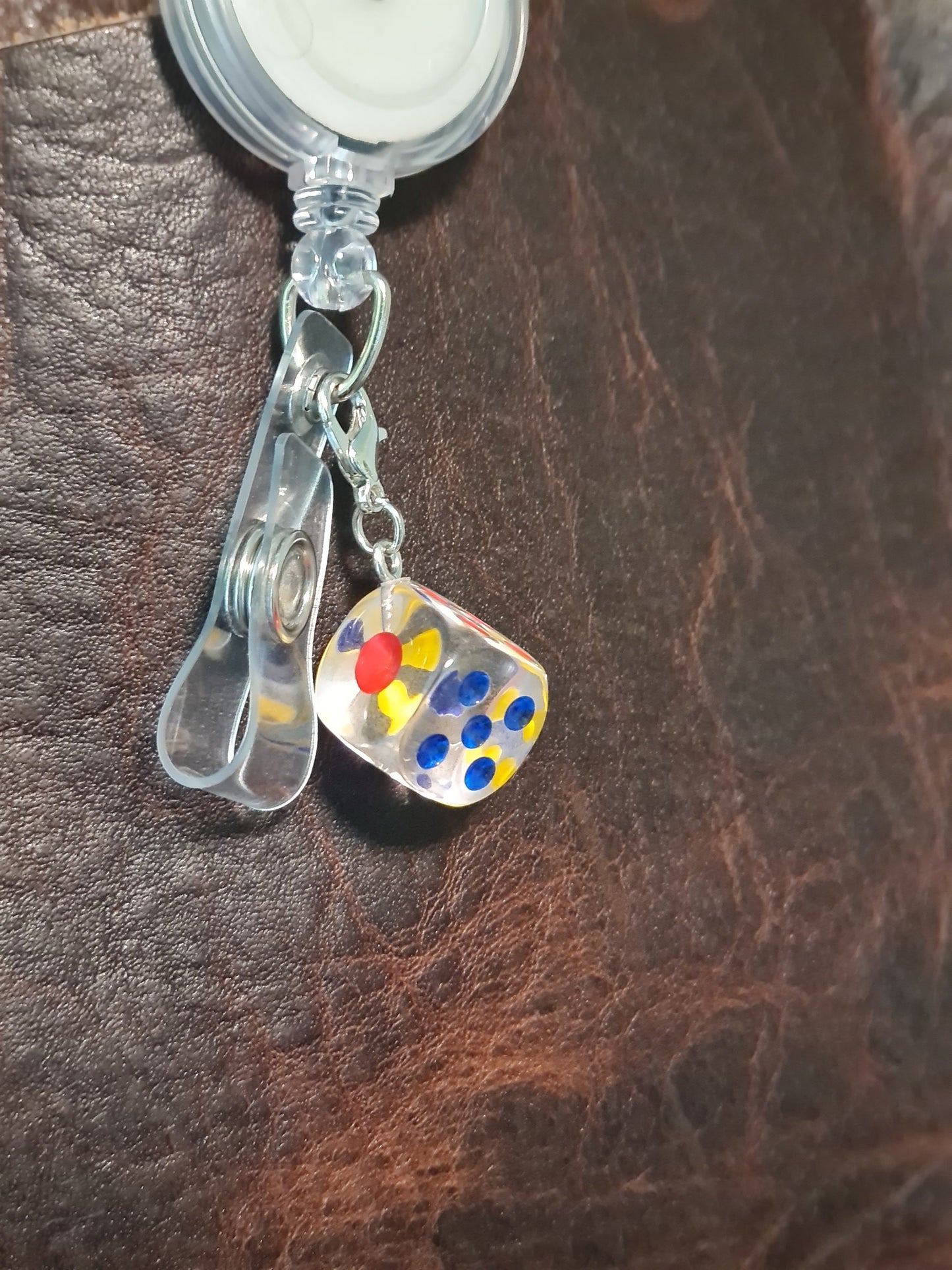 Dice ~ ID Badge Reel Charm ~ Lucky Dice ~ Custom Made Charms ~ Badge Buddy ~ Badge Accessories