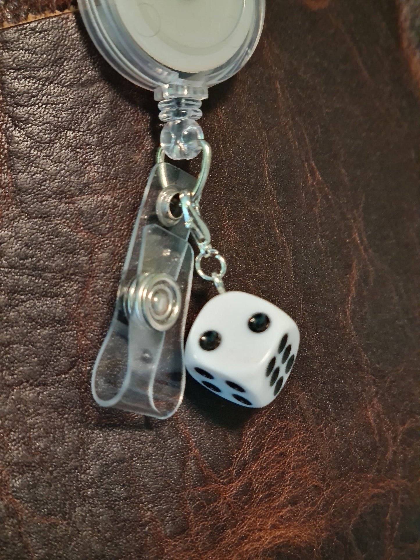 Dice ~ ID Badge Reel Charm ~ Lucky Dice ~ Custom Made Charms ~ Badge Buddy ~ Badge Accessories
