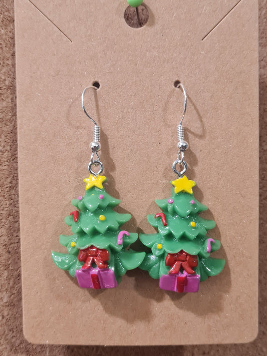 Christmas Tree Earrings ~ Stainless Fish Hook Posts ~ Christmas Earrings