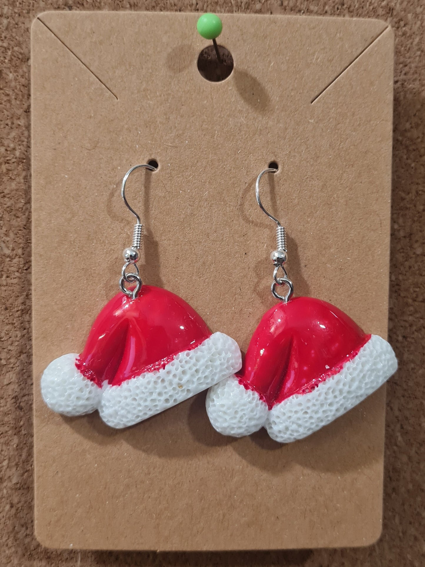 Christmas Earrings ~ Stainless Fish Hook Posts ~ Santa Hat Earrings