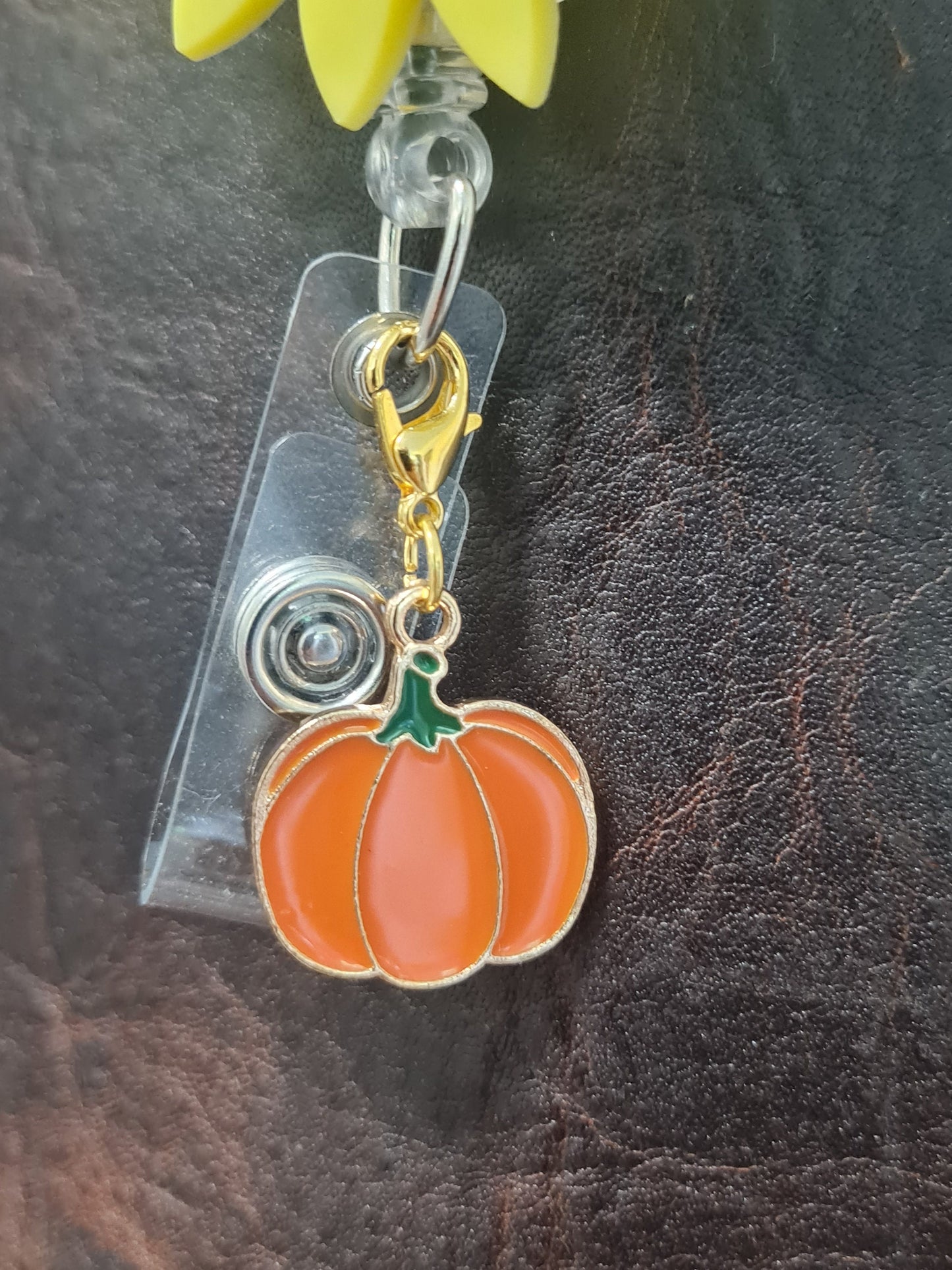 Thanksgiving Pumpkin ~ ID Badge Reel Charm ~ Custom Made Charms ~ Badge Buddy ~ Badge Accessories