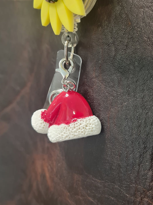 Santa's Hat ~ ID Badge Reel Charm ~ Custom Made Charms ~ Badge Buddy ~ Badge Accessories