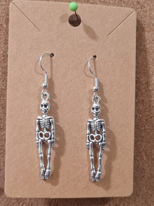 Skeleton Earrings ~ Stainless Fish Hook Posts ~ Halloween Earrings
