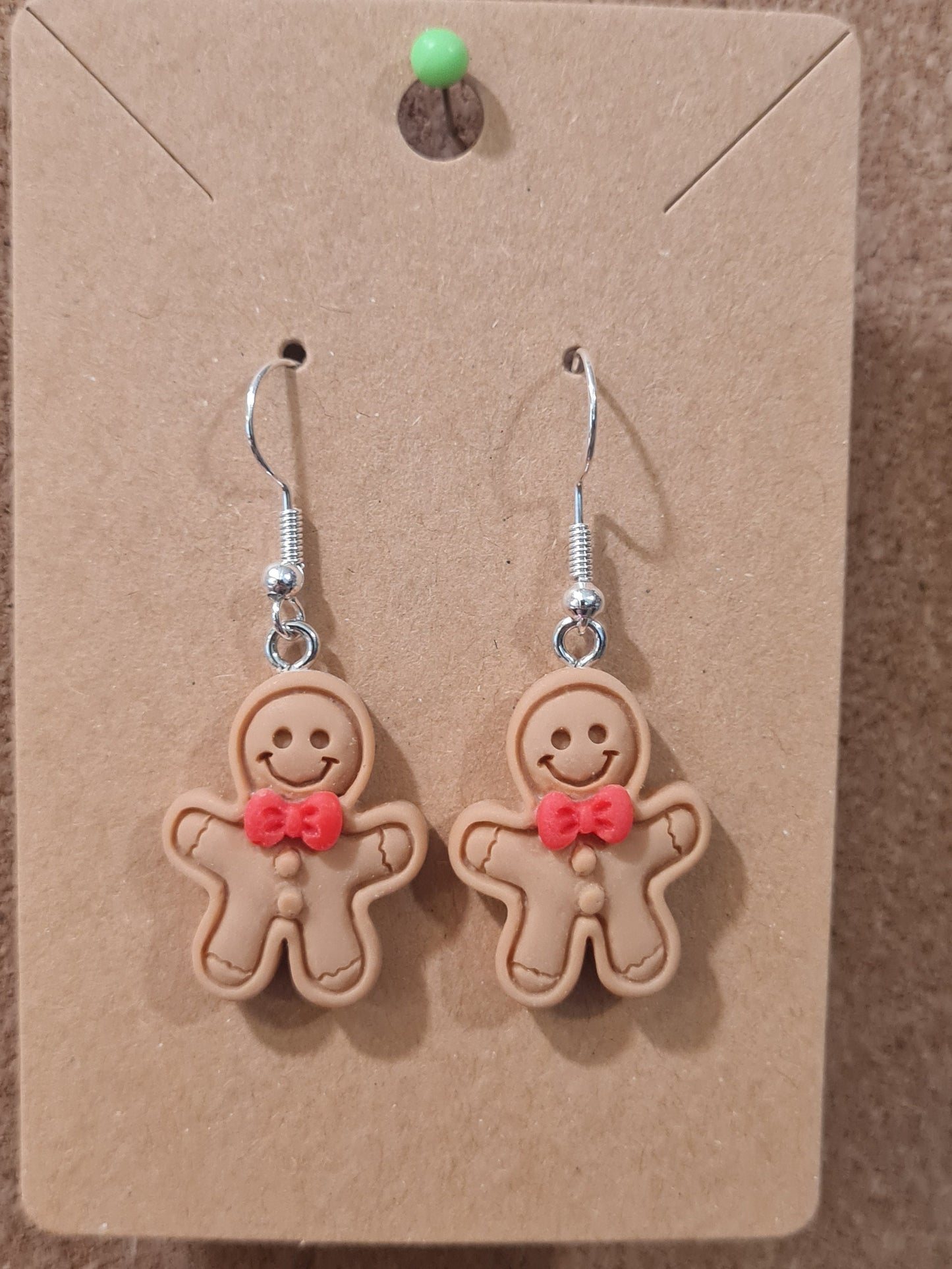 Gingerbread Man Earrings ~ Stainless Fish Hook Posts ~ Christmas Earrings