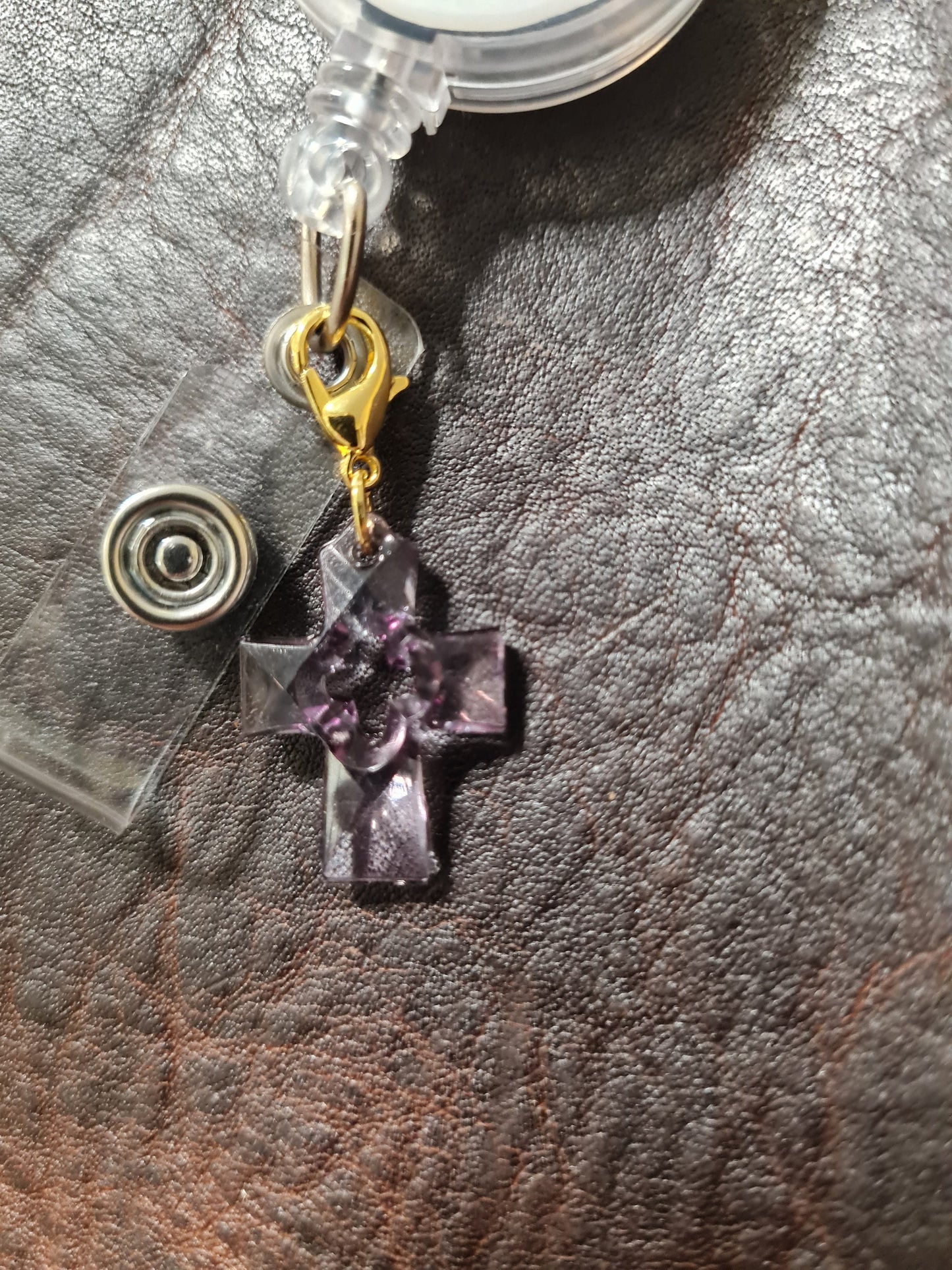 Acrylic Cross ~ ID Badge Reel Charm ~ Custom Made Charms ~ Badge Buddy ~ Badge Accessories