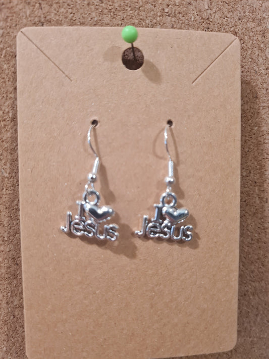 I Love Jesus Earrings ~ Stainless Fish Hook Posts