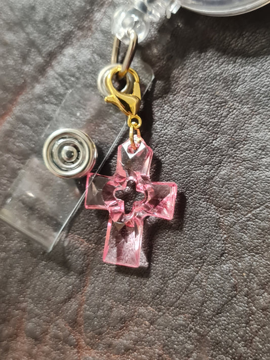 Acrylic Cross ~ ID Badge Reel Charm ~ Custom Made Charms ~ Badge Buddy ~ Badge Accessories