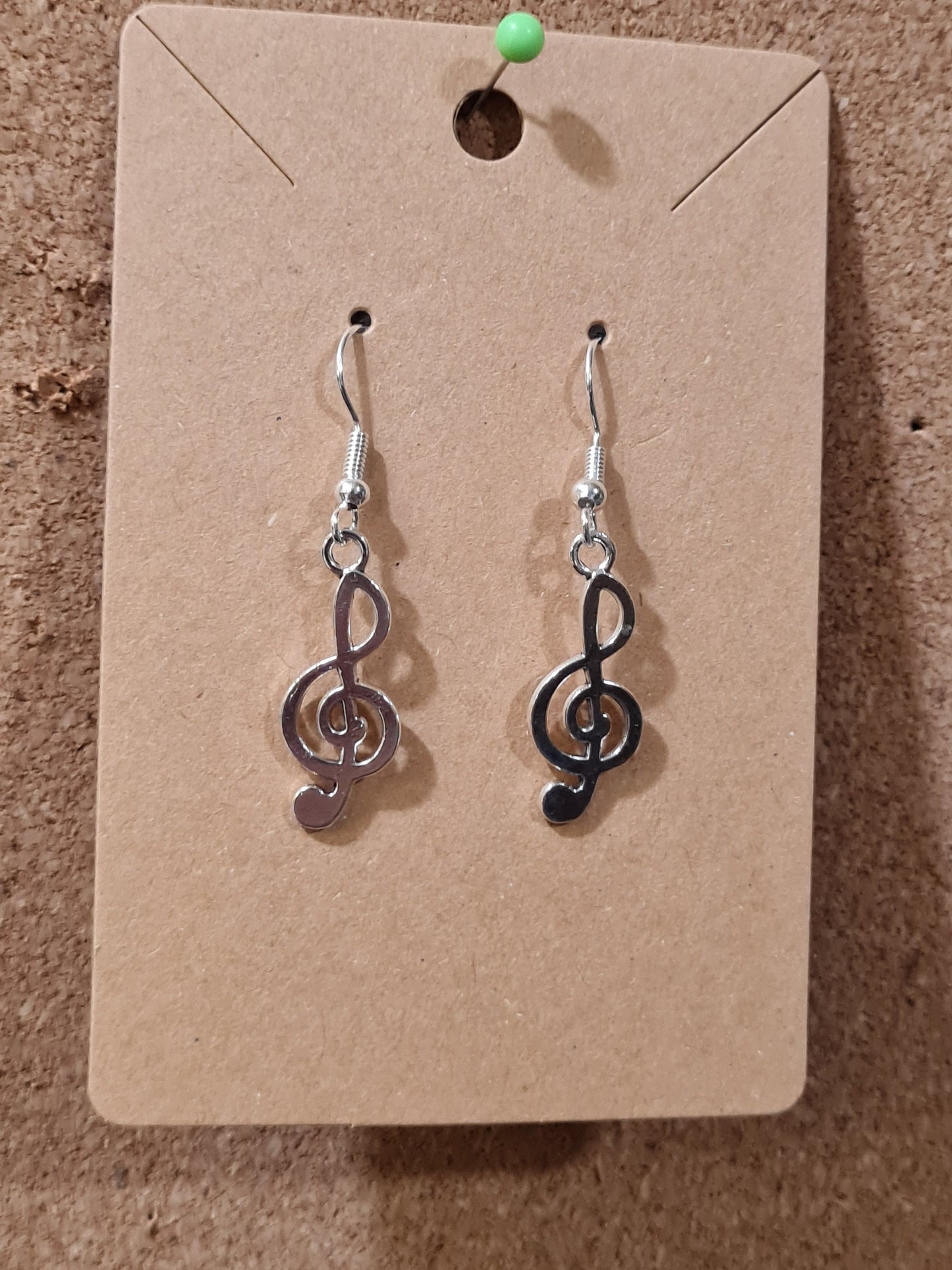 Treble Clef Earrings ~ Stainless Fish Hook Posts ~ Musician