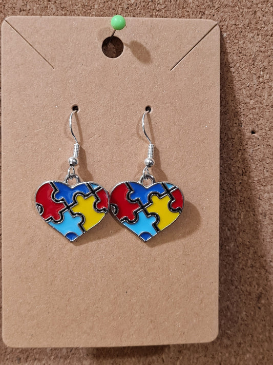 Autism Awareness Earrings ~ Stainless Fish Hook Posts