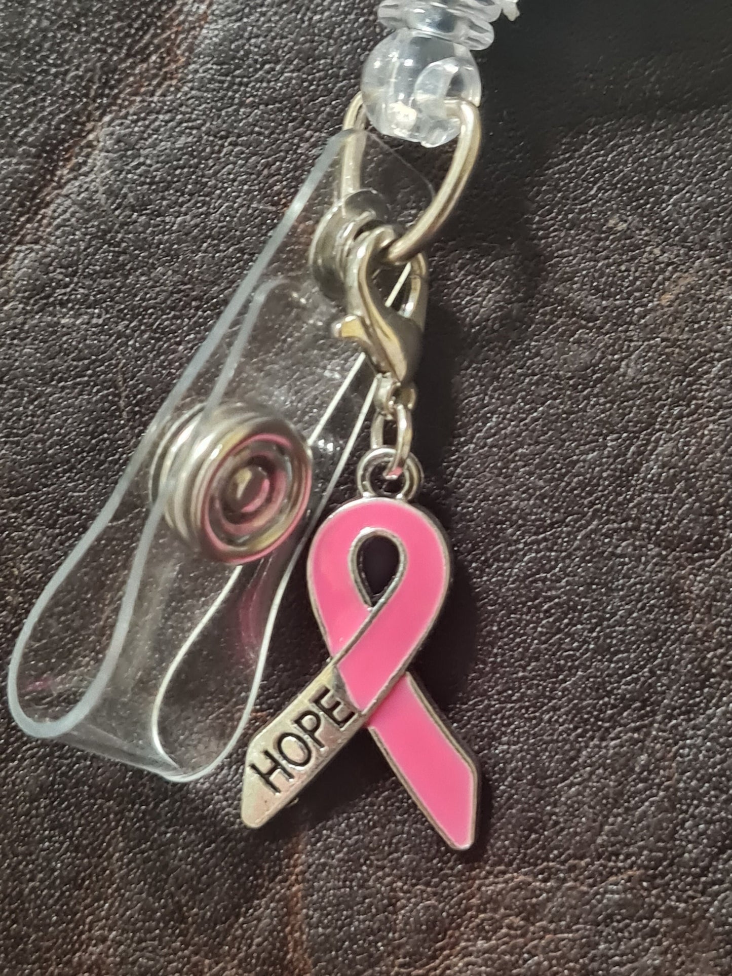Breast Cancer Awareness ~ ID Badge Reel Charm ~ Custom Made Charms ~ Badge Buddy ~ Badge Accessories