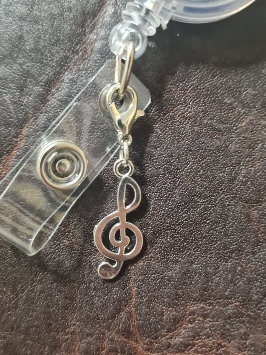 Treble Clef ~ Musician ~ ID Badge Reel Charm ~ Custom Made Charms ~ Badge Buddy ~ Badge Accessories