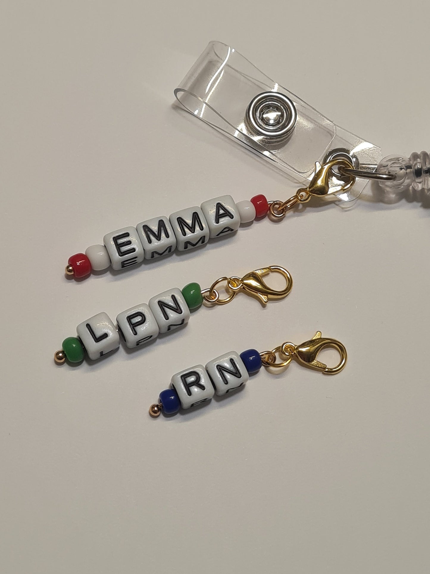 Personalized~ ID Badge Reel Charm ~ Custom Made Name, Job Title Charms ~ Badge Buddy ~ Badge Accessories