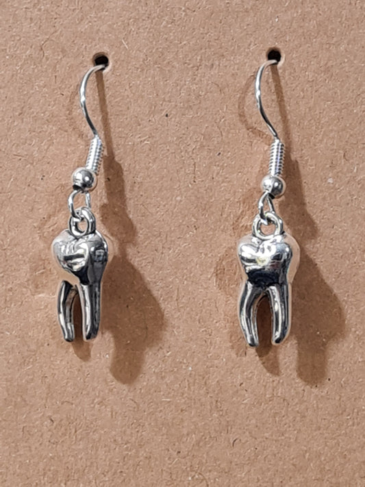 Tooth Earrings ~ Stainless Fish Hook Posts ~ Dental