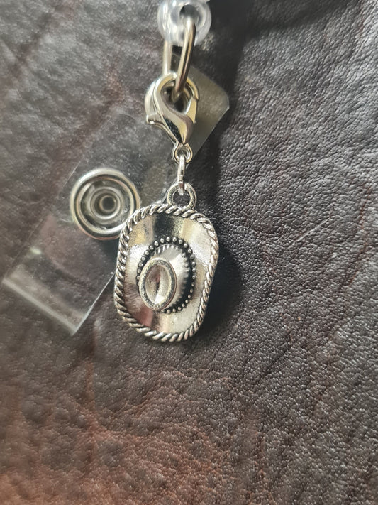 Cowboy Hat ~ ID Badge Reel Charm ~ Custom Made Charms ~ Badge Buddy ~ Badge Accessories