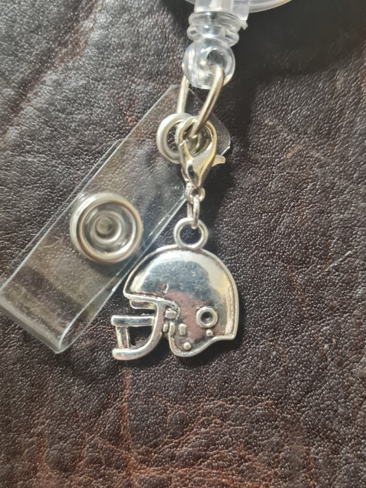 Football Helmet ~ ID Badge Reel Charm ~ Custom Made Charms ~ Badge Buddy ~ Badge Accessories