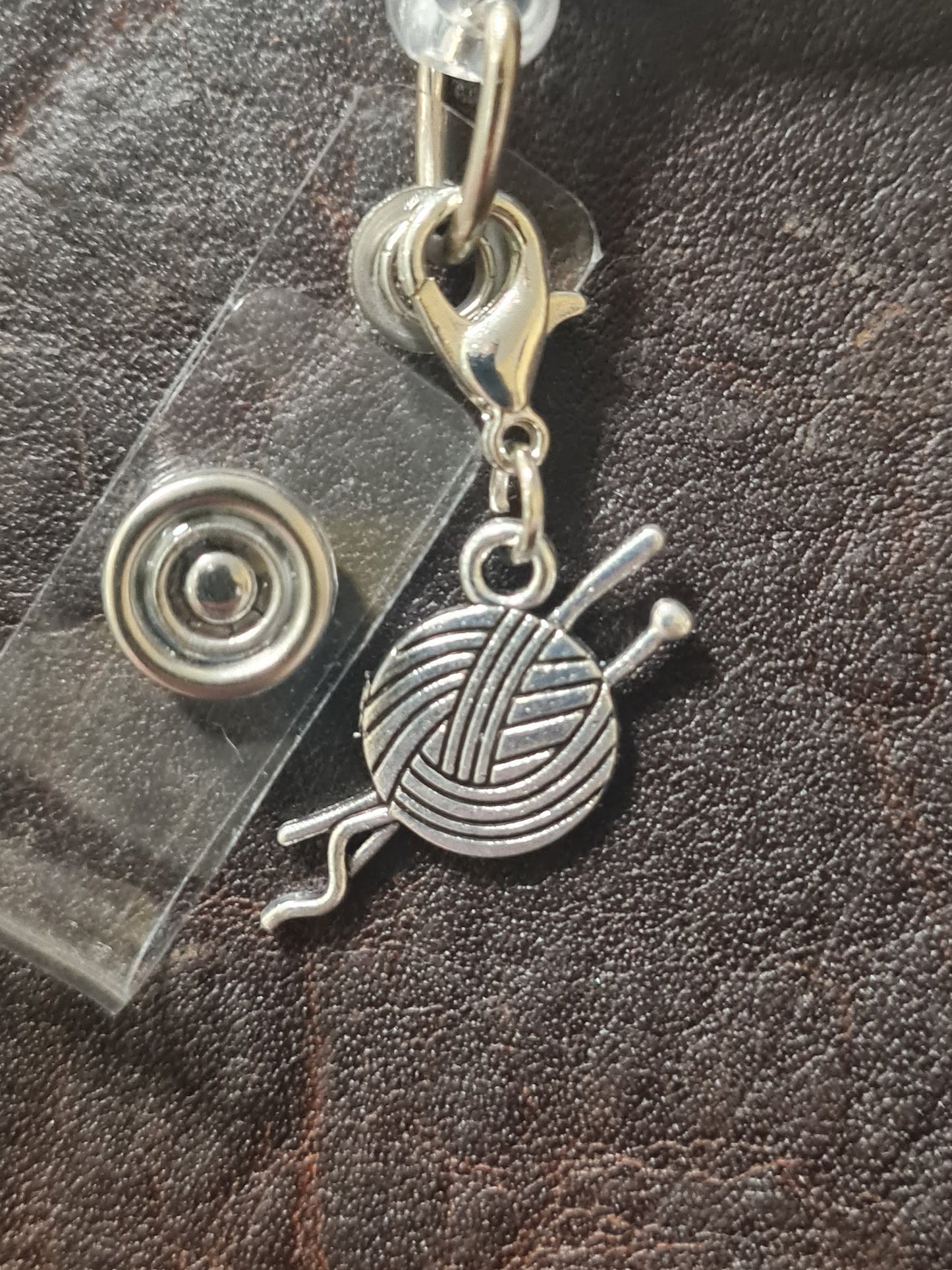 Knitting ~ Knitter ~ ID Badge Reel Charm ~ Custom Made Charms ~ Badge Buddy ~ Badge Accessories