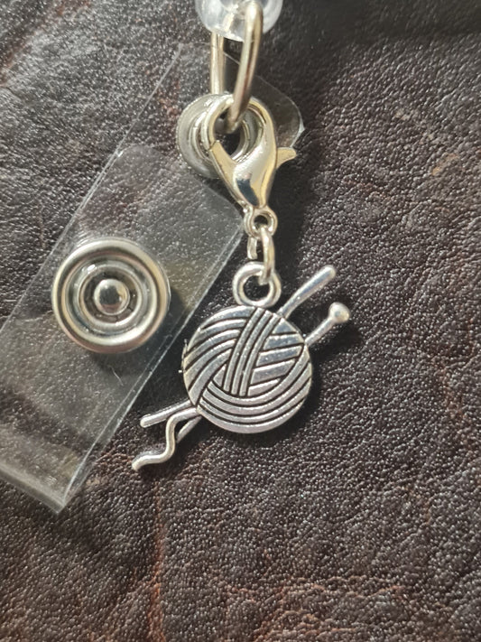 Knitting ~ Knitter ~ ID Badge Reel Charm ~ Custom Made Charms ~ Badge Buddy ~ Badge Accessories