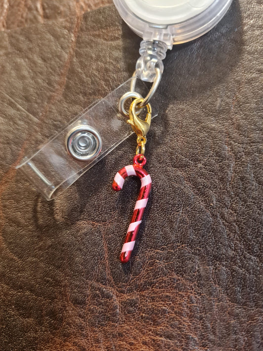 Candy Cane ~ ID Badge Reel Charm ~ Custom Made Charms ~ Badge Buddy ~ Badge Accessories