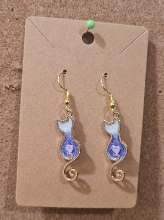 Cat Silhouette Earrings ~ Stainless Fish Hook Posts