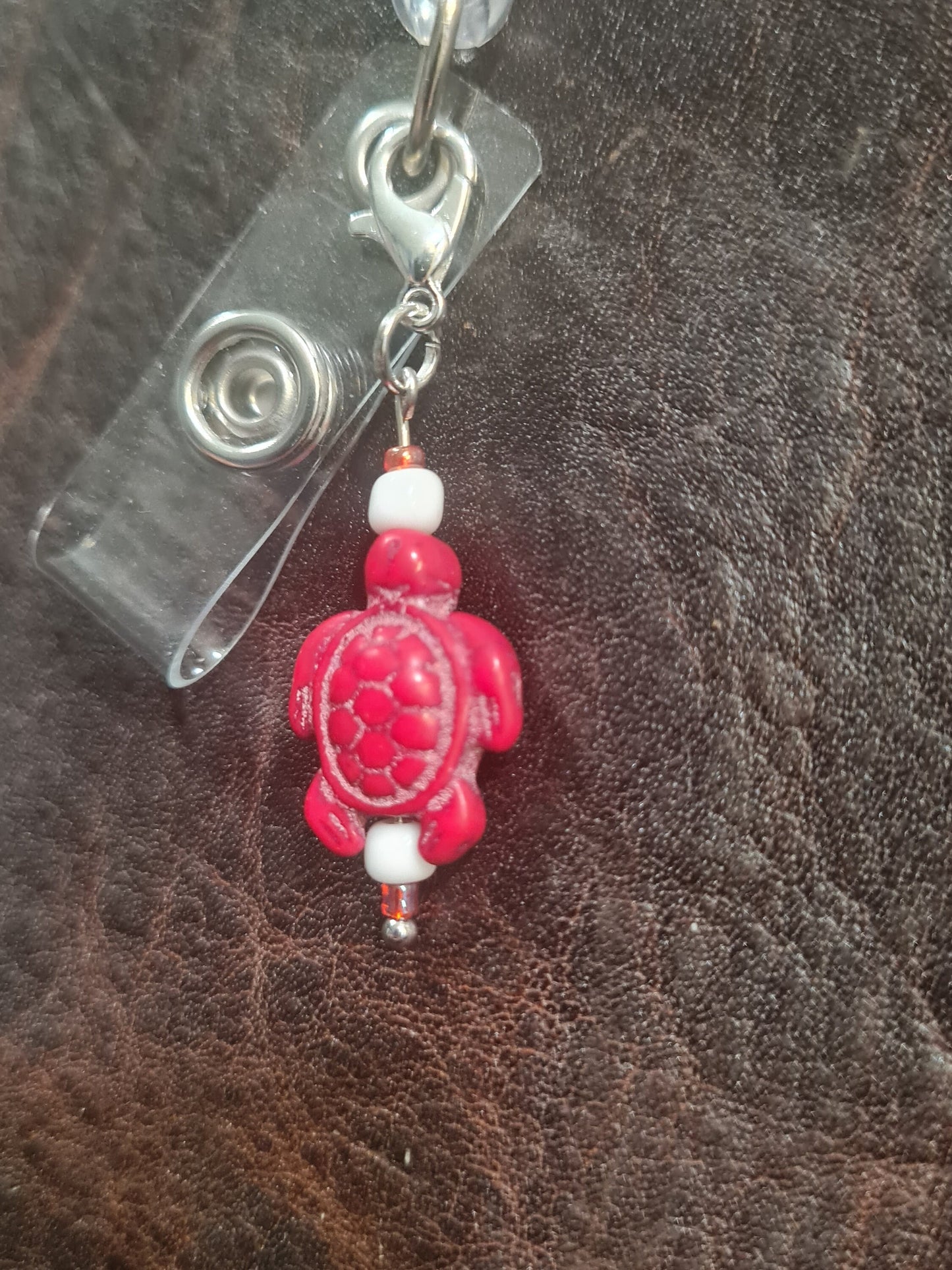 Ceramic Turtle ~ ID Badge Reel Charm ~ Custom Made Charms ~ Badge Buddy ~ Badge Accessories