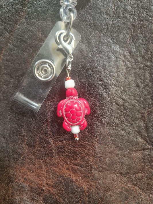 Ceramic Turtle ~ ID Badge Reel Charm ~ Custom Made Charms ~ Badge Buddy ~ Badge Accessories
